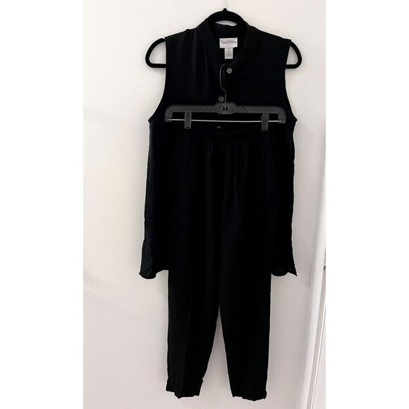 Diana Von Furstenberg The Color Authority black button down pant set Medium - Picture 1 of 6
